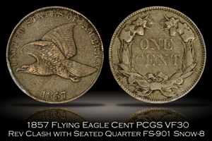 1857 Flying Eagle Cent FS-901 Clash PCGS VF30 EEPS