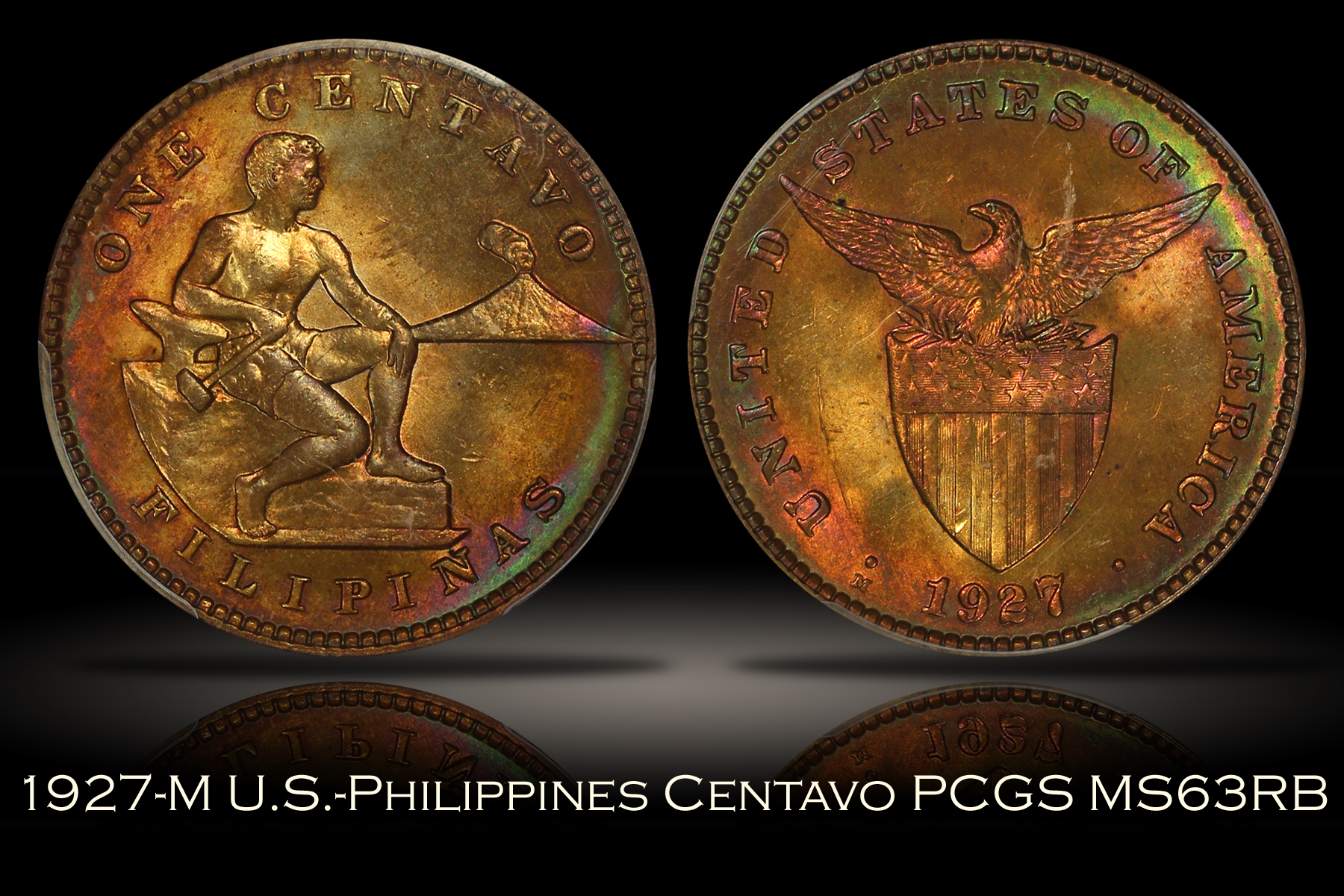 1927-M U.S.-Philippines One Centavo PCGS MS63RB
