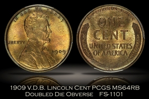 1909 VDB Lincoln Cent DDO FS-1101 PCGS MS64RB