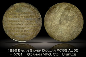 1896 Bryan Dollar HK-781 PCGS AU55