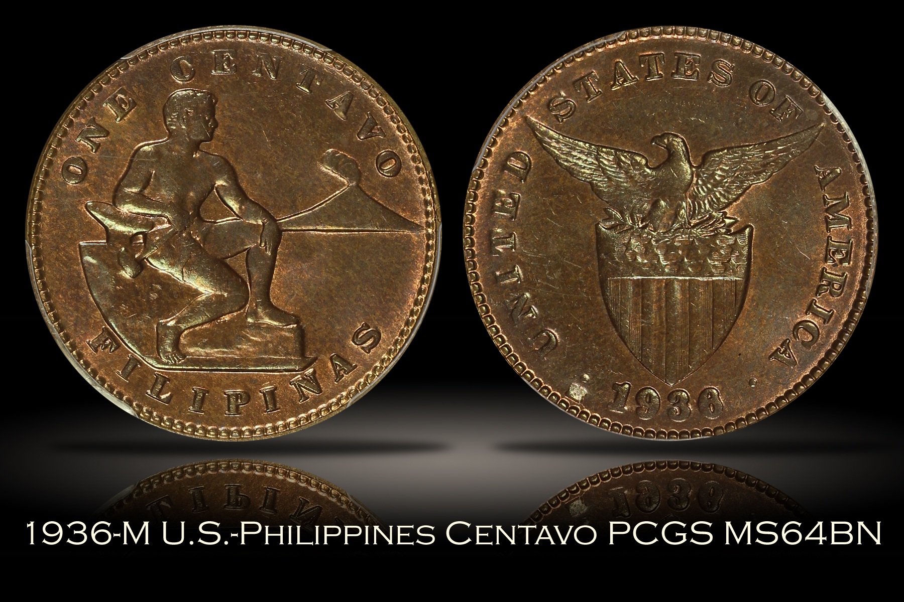 1936-M U.S.-Philippines One Centavo PCGS MS64BN