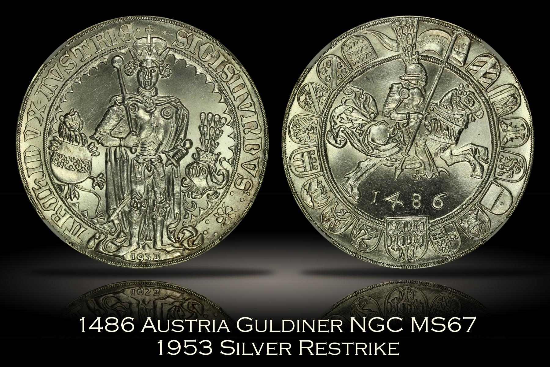 1486 Austria Guldiner NGC MS67 1953 Restrike