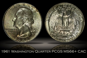 1961 Washington Quarter PCGS MS66+ CAC