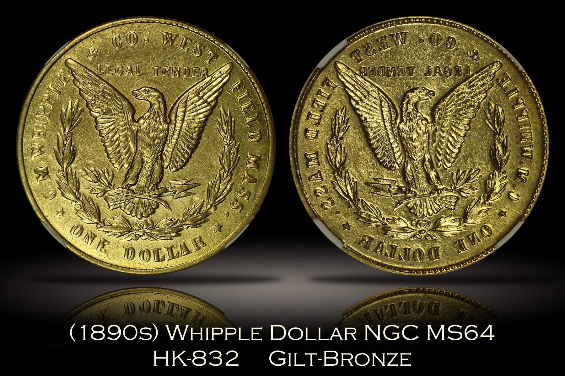 (1890s) Whipple Dollar HK-832 NGC MS64