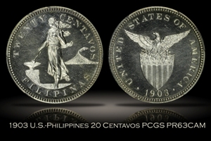 1903 U.S.-Philippines Proof 20 Centavos PCGS PR63CAM