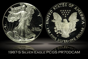 1987-S Proof Silver Eagle PCGS PR70DCAM