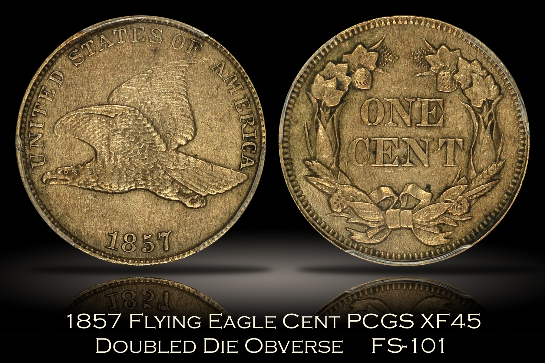1857 Flying Eagle Cent DDO FS-101 PCGS XF45