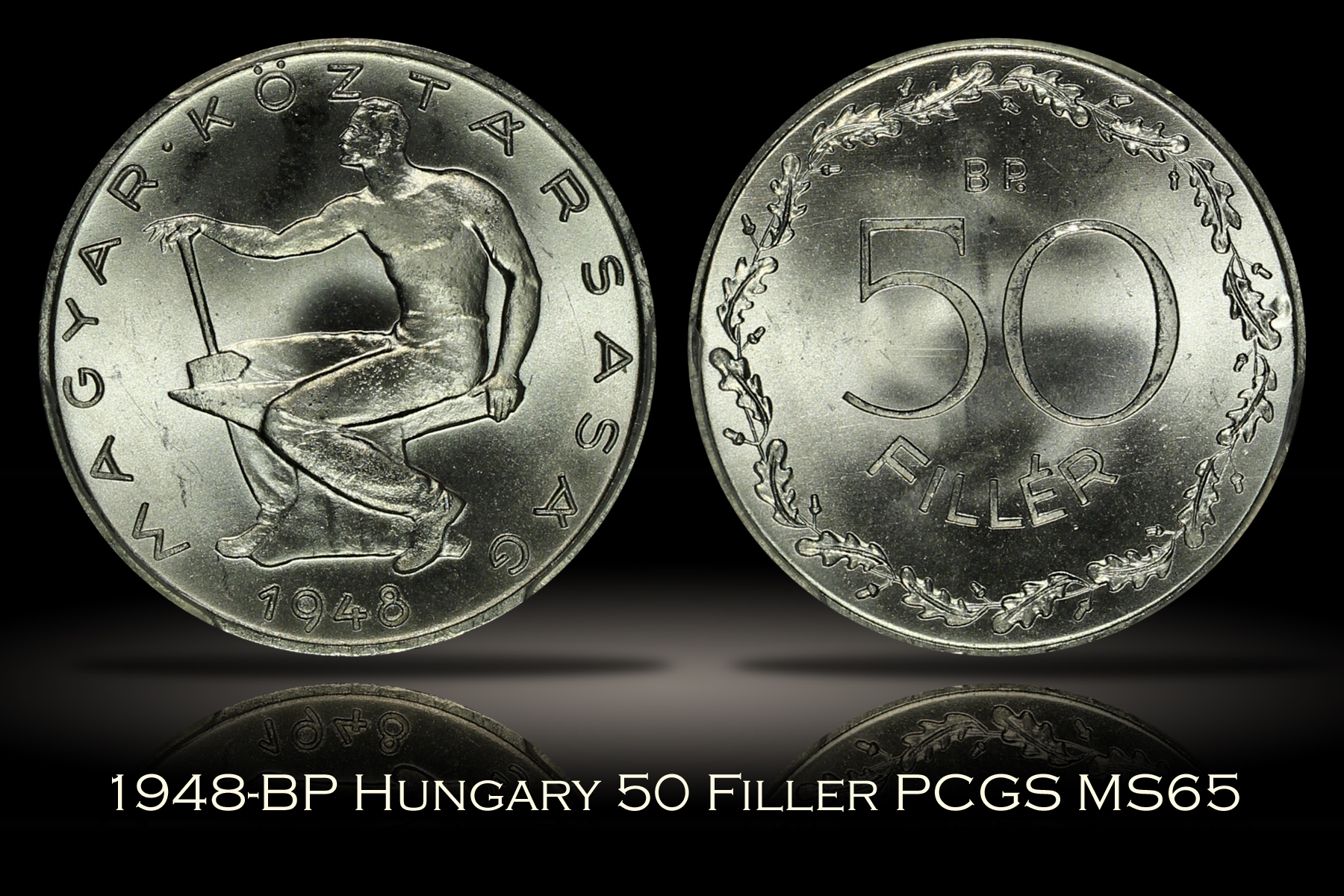 1948-BP Hungary 50 Filler PCGS MS65