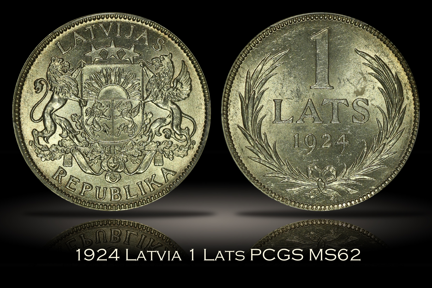 1924 Latvia 1 Lats PCGS MS62
