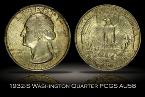 1932-S Washington Quarter PCGS AU58