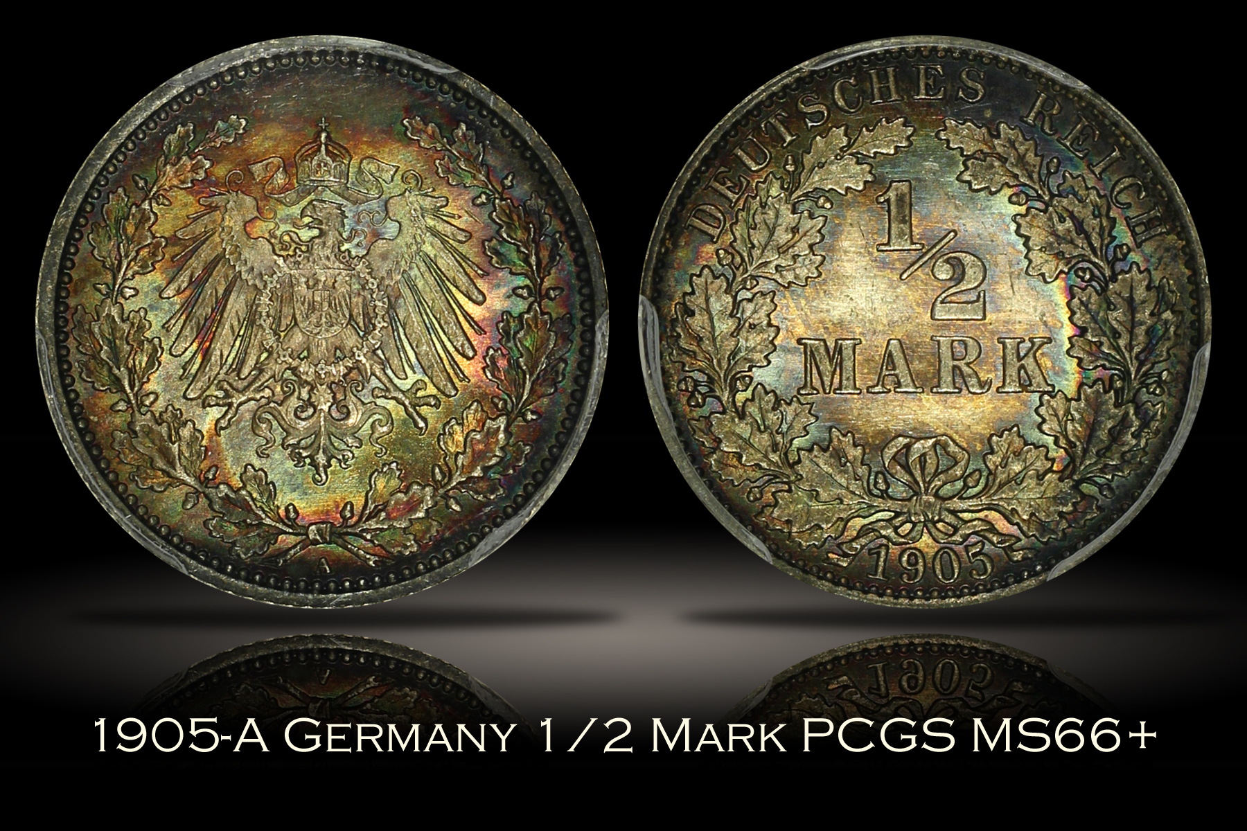 1905-A Germany 1/2 Mark PCGS MS66+