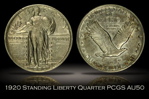 1920 Standing Liberty Quarter PCGS AU50