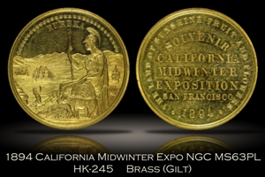 1894 California Midwinter Expo Medal HK-245 NGC MS63PL