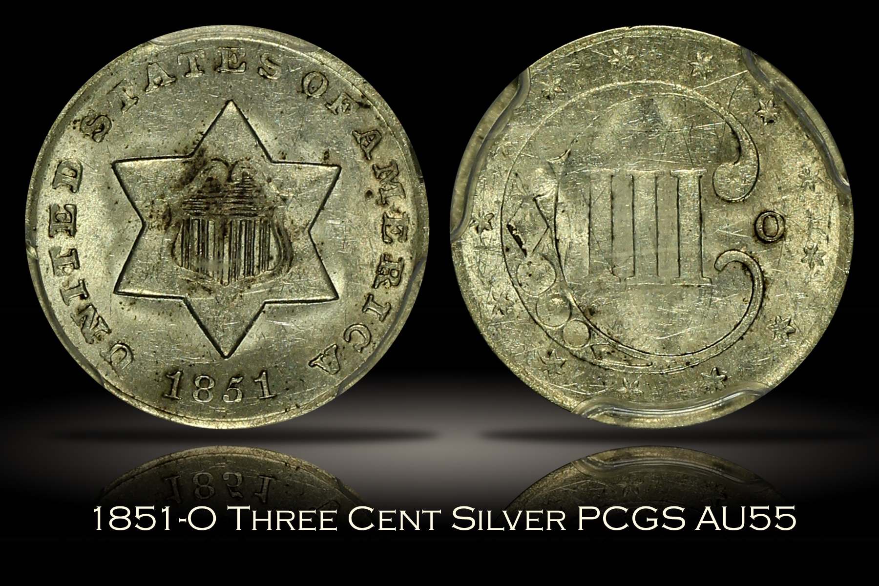 1851-O Three Cent Silver PCGS AU55