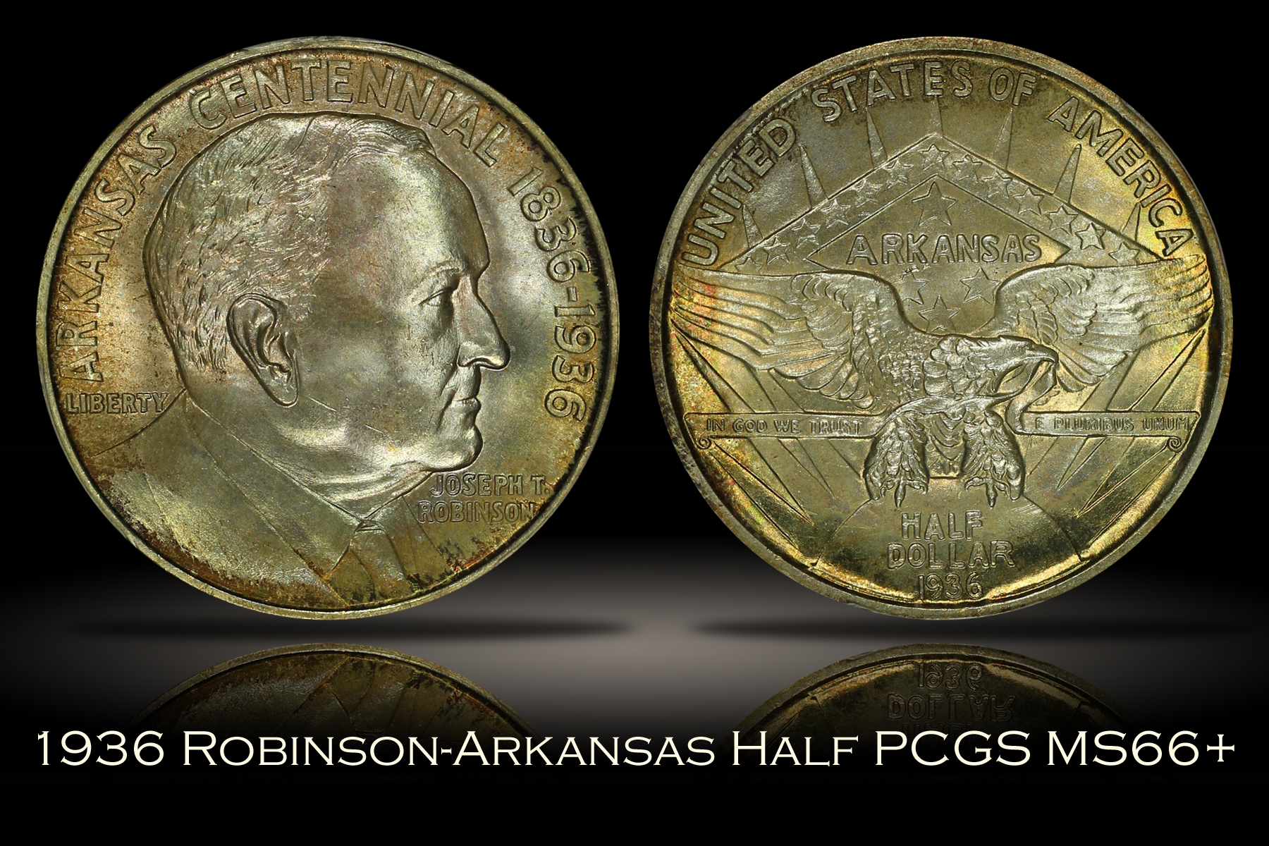 1936 Robinson Arkansas Half w/ Tab Holder PCGS MS66+