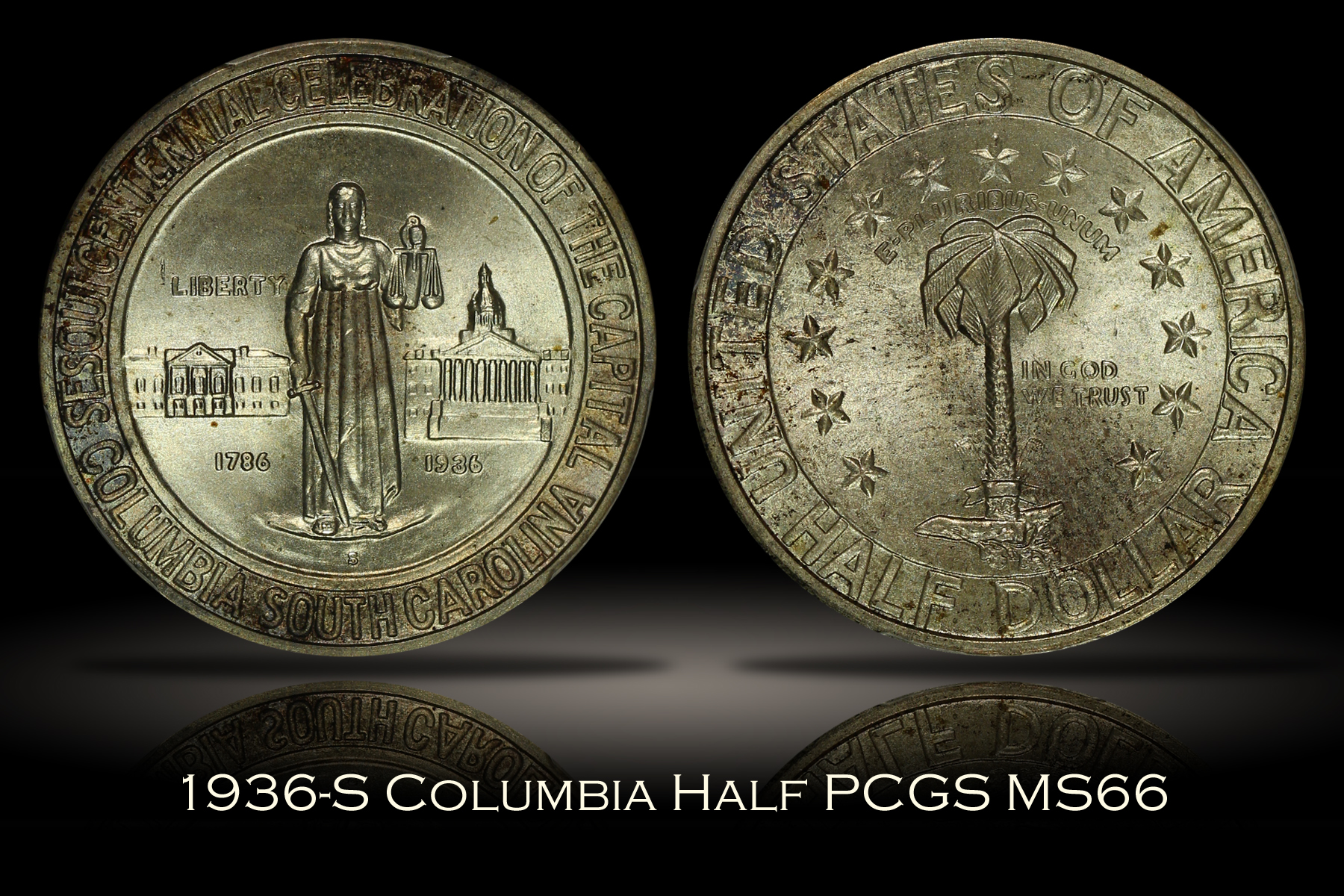1936-S Columbia Half PCGS MS66