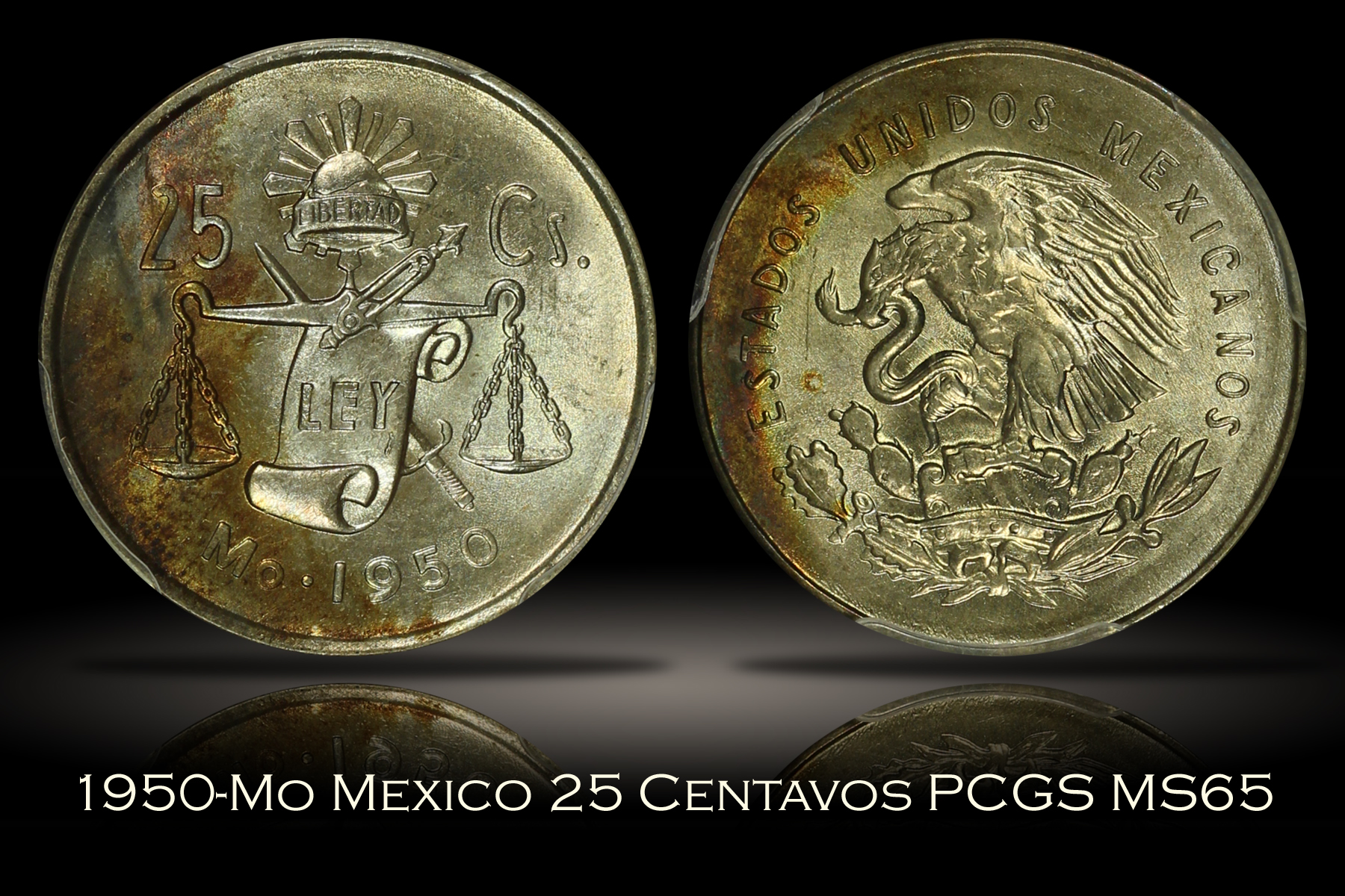 1950-Mo Mexico 25 Centavos PCGS MS65