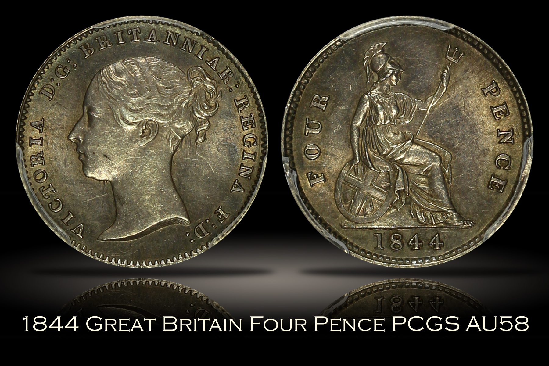 1844 Great Britain Four Pence Groat 4D PCGS AU58