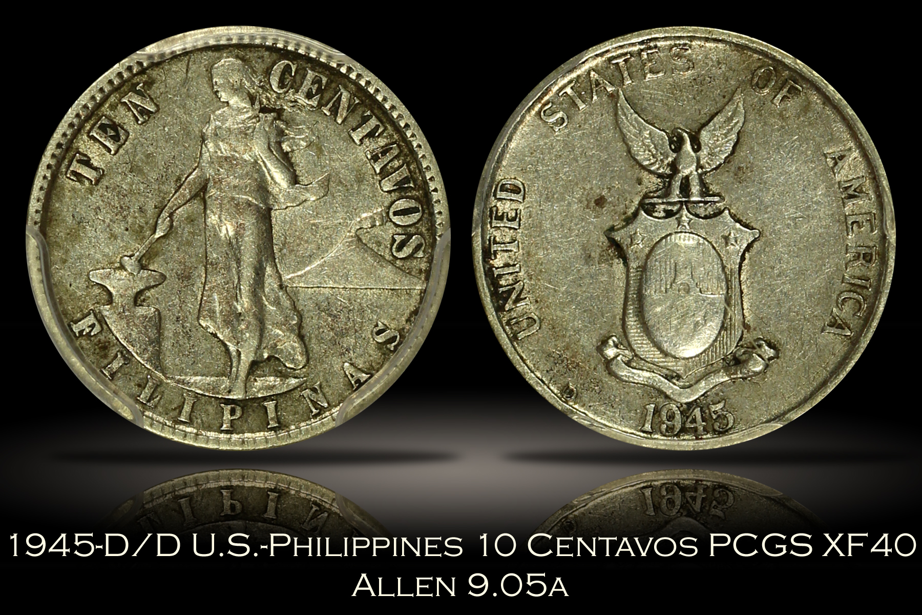 1945-D/D U.S.-Philippines 10 Centavos RPM Allen 9.05a PCGS XF40