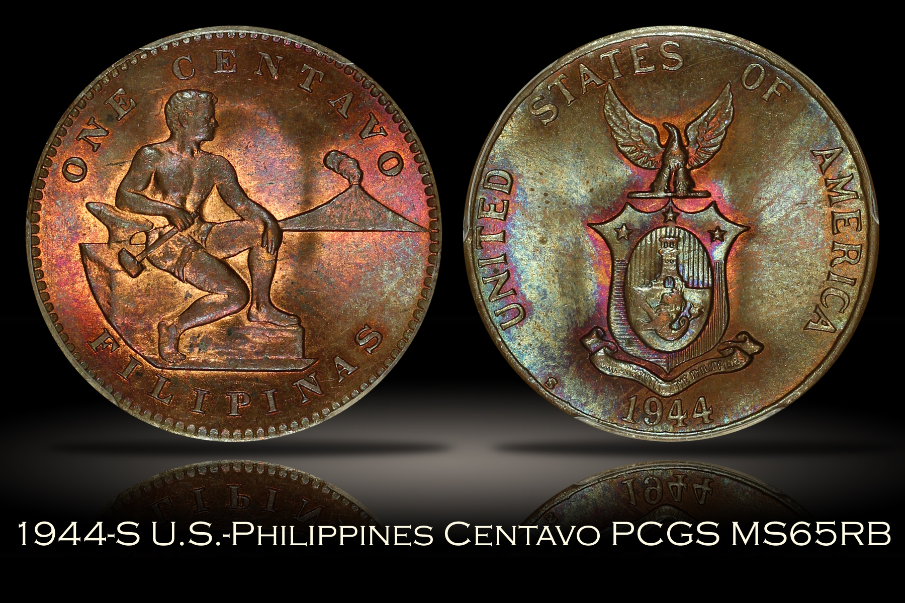 1944-S U.S.-Philippines One Centavo PCGS MS65RB