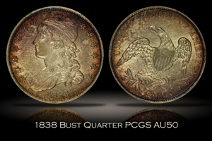1838 Bust Quarter PCGS AU50