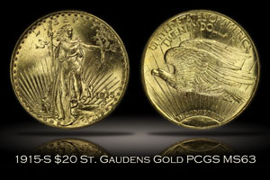 1915-S $20 St. Gaudens Gold PCGS MS63