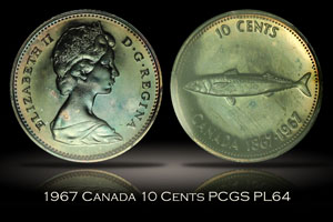 1967 Canada 10 Cents PCGS PL64