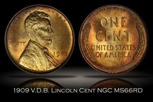 1909 VDB Lincoln Cent NGC MS66RD