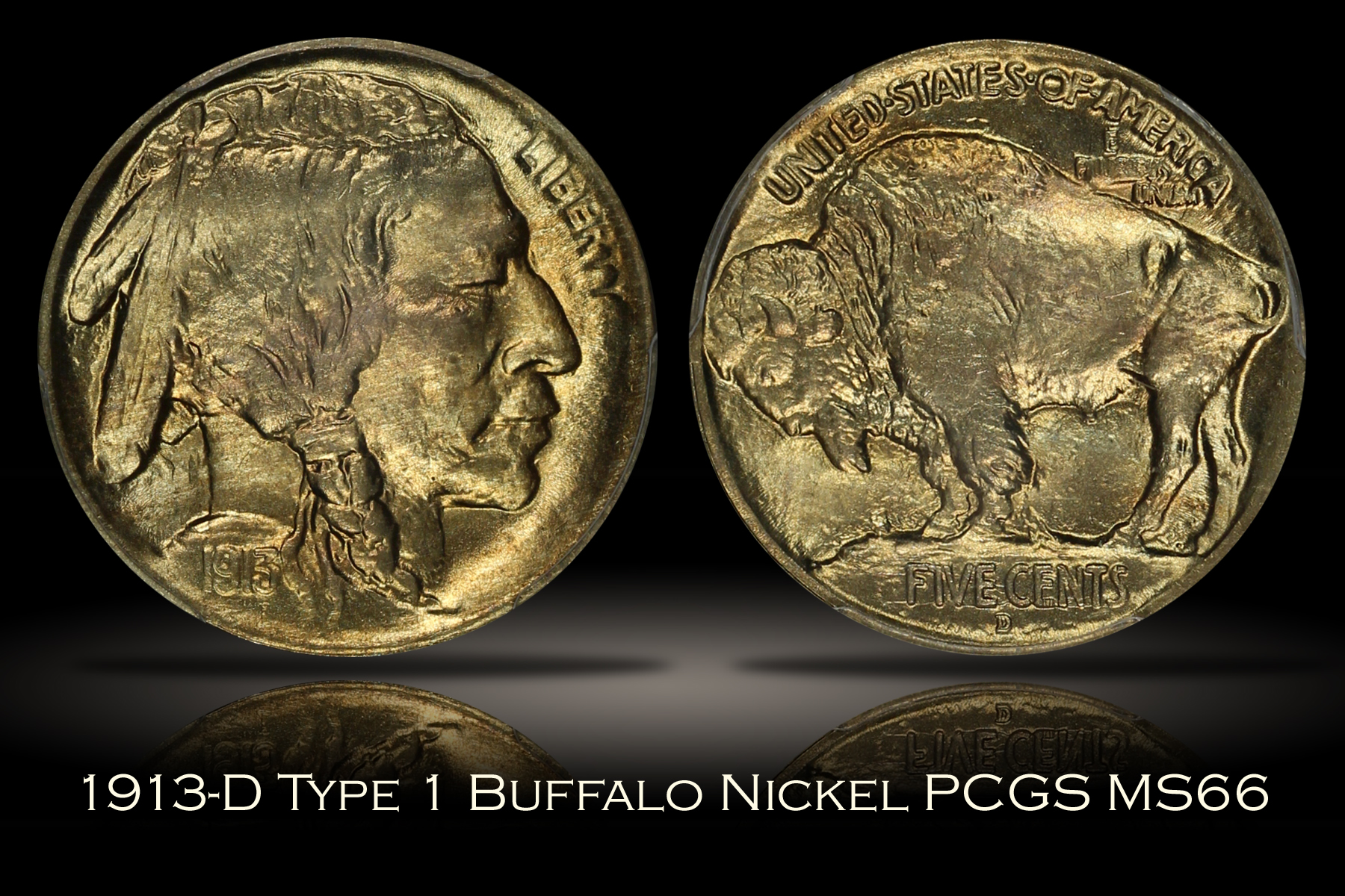 1913-D Type 1 Buffalo Nickel PCGS MS66