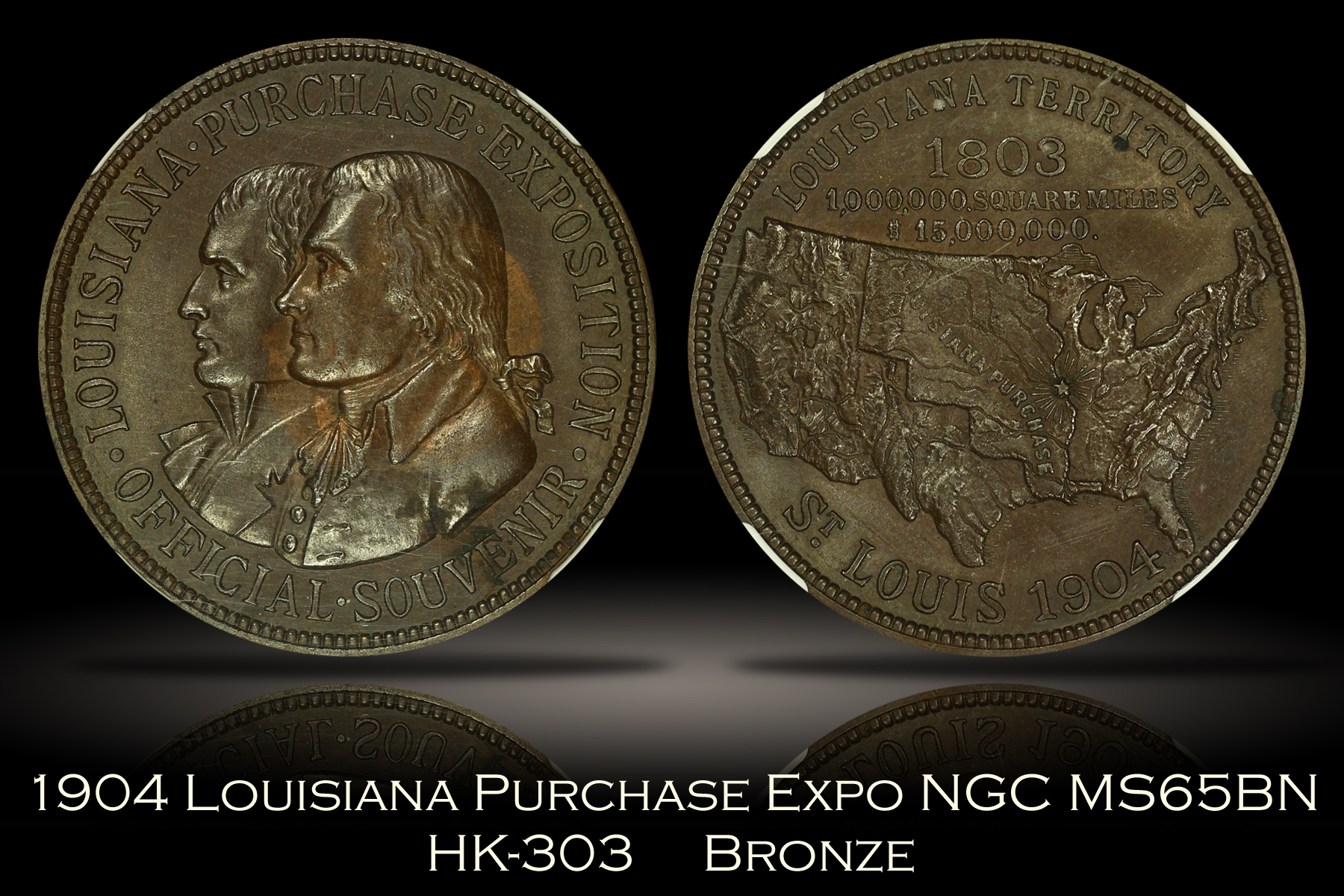 1904 Louisiana Purchase Expo Official Medal HK-303 NGC MS65BN