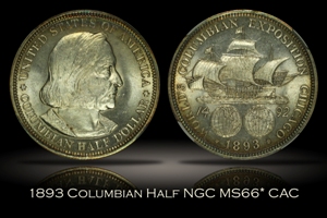 1893 Columbian Half NGC MS66* CAC