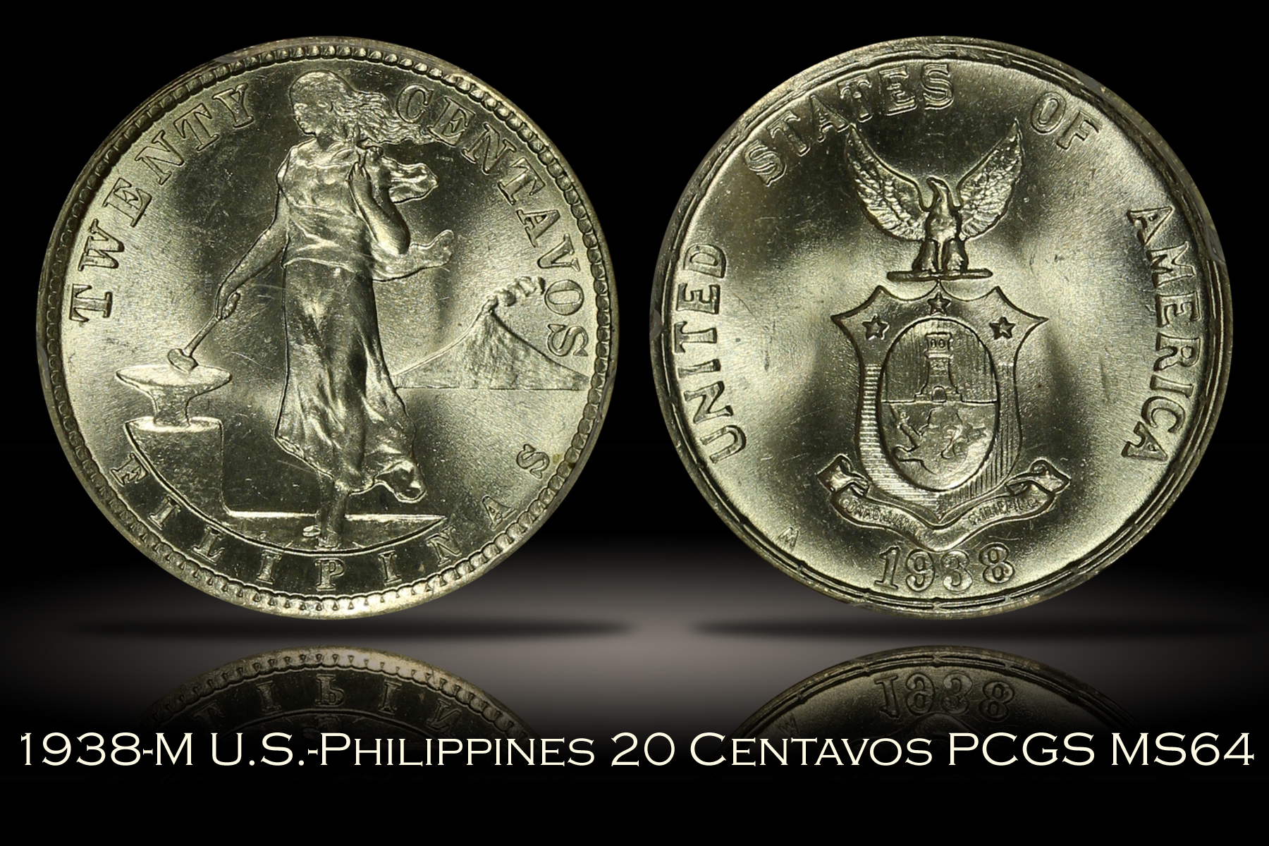 1938-M U.S.-Philippines 20 Centavos PCGS MS64
