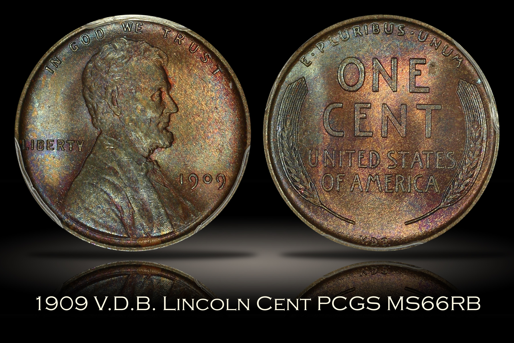 1909 V.D.B. Lincoln Cent PCGS MS66RB