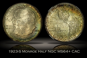 1923-S Monroe Doctrine Half NGC MS64+ CAC