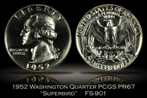 1952 Proof Washington Quarter Superbird FS-901 PCGS PR67