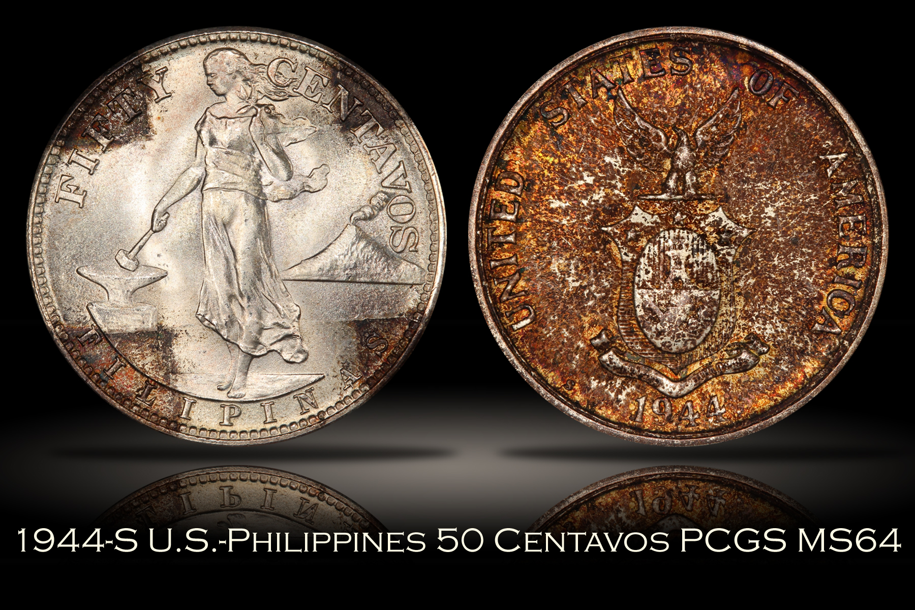1944-S U.S.-Philippines 50 Centavos PCGS MS64