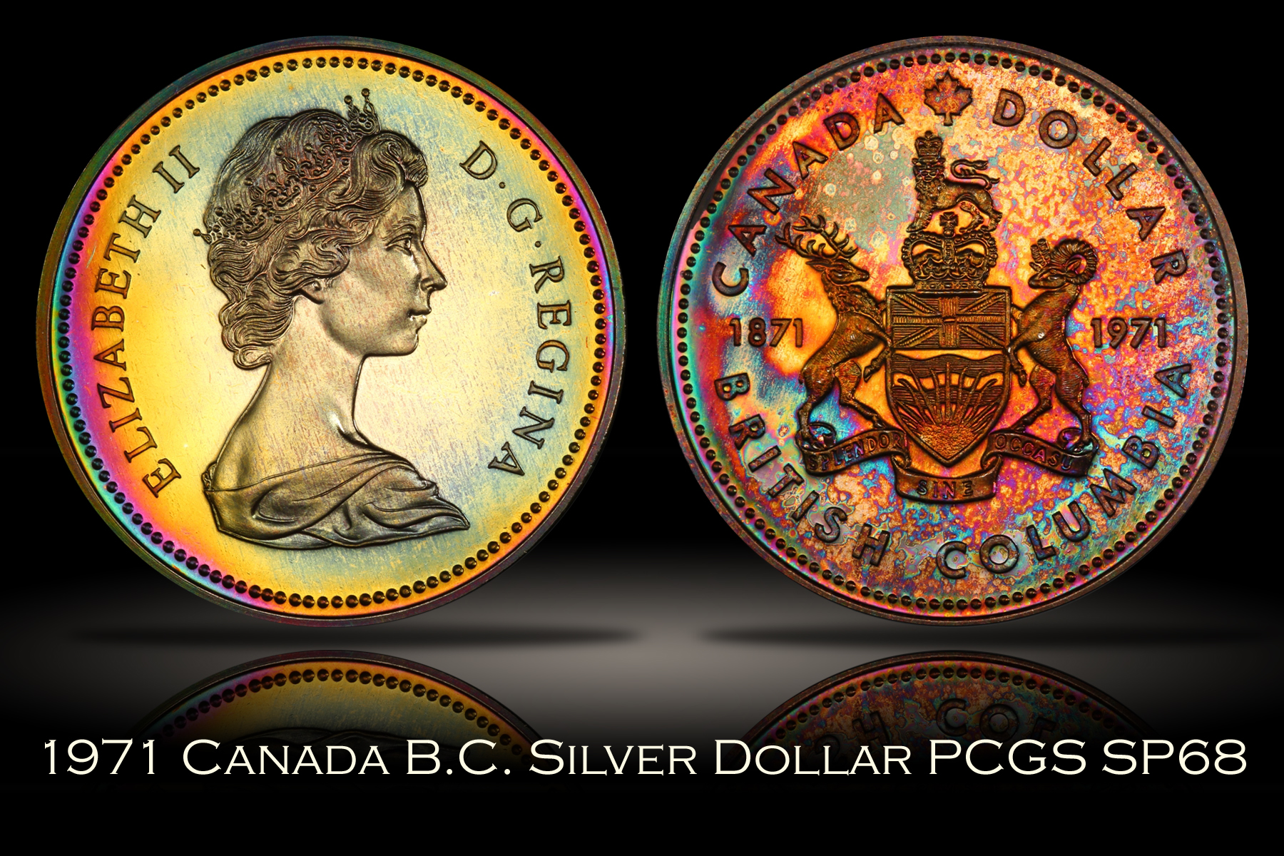 1971 Canada British Columbia Silver Dollar PCGS SP68