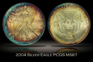 2004 Silver Eagle PCGS MS67 30th Anniv. Label