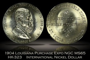 1904 Louisiana Purchase Expo International Nickel Dollar HK-323 NGC MS65