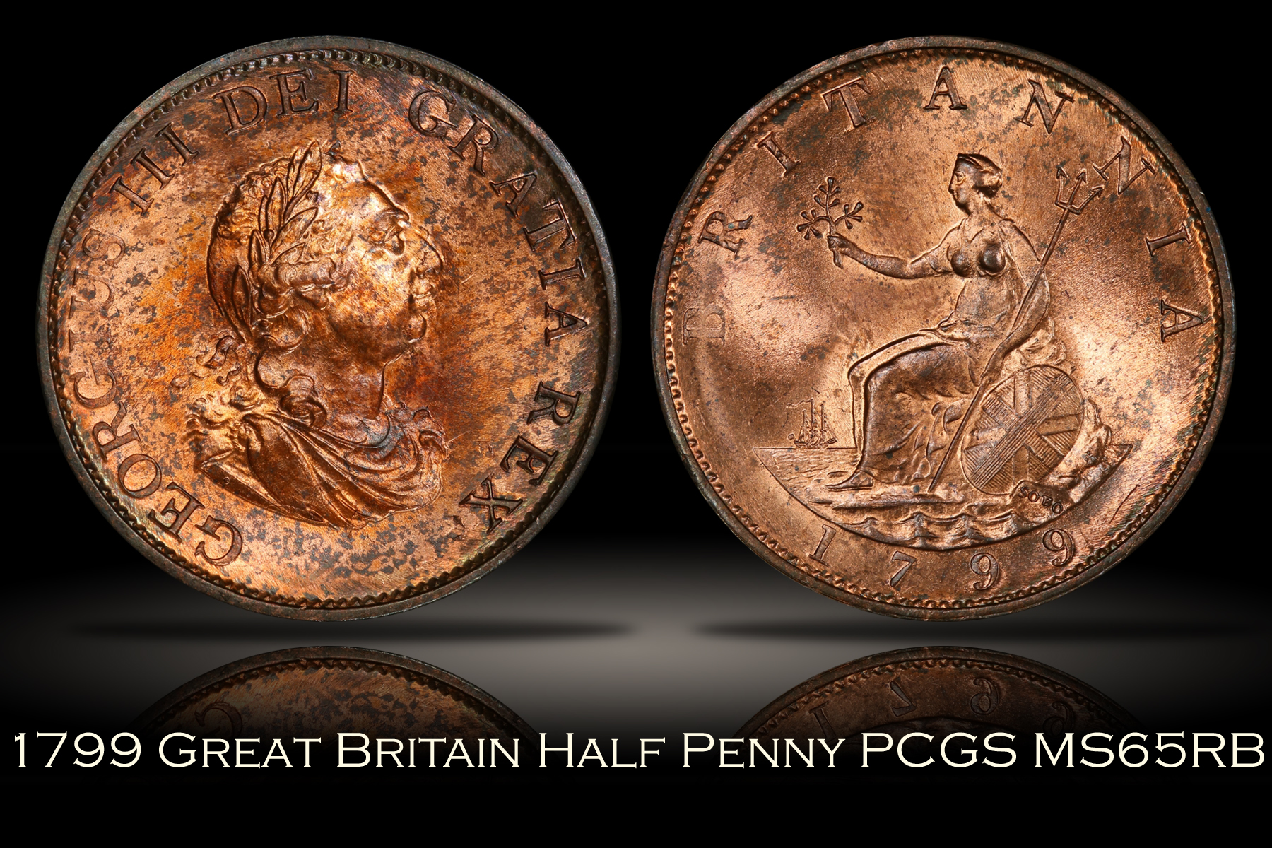 1799 Great Britain Half Penny PCGS MS65RB