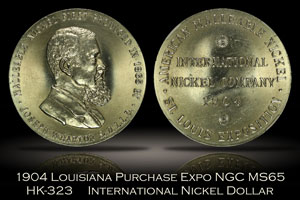 1904 Louisiana Purchase Expo International Nickel Dollar HK-323 NGC MS65