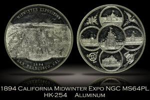 1894 California Midwinter Exposition View Medal HK-254 NGC MS64PL