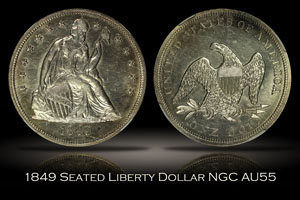 1849 Seated Liberty Dollar NGC AU55