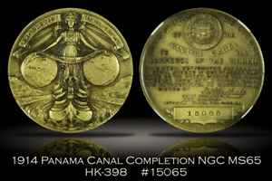 1914 Panama Canal Completion Medal HK-398 NGC MS65