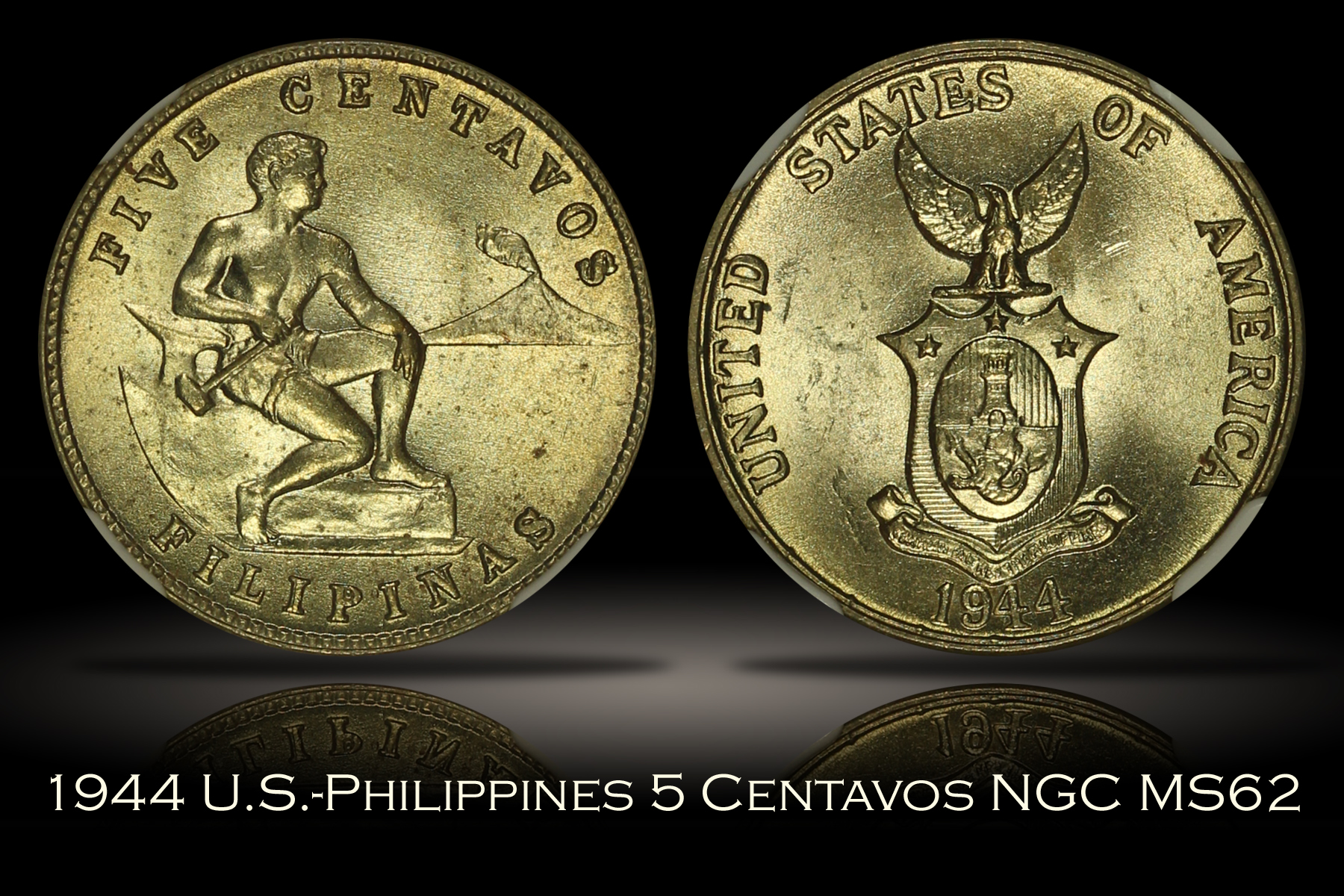 1944 U.S.-Philippines 5 Centavos NGC MS62