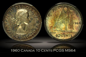 1960 Canada 10 Cents PCGS MS64