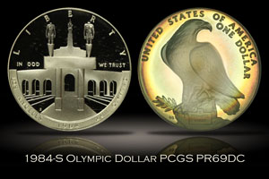 1984-S Proof Los Angeles Olympics Silver Dollar PCGS PR69DCAM
