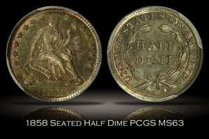 1858 Seated Half Dime PCGS MS63