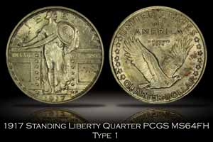 1917 Type One Standing Liberty Quarter PCGS MS64FH