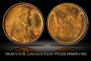 1909 V.D.B. Lincoln Cent PCGS MS65+RD